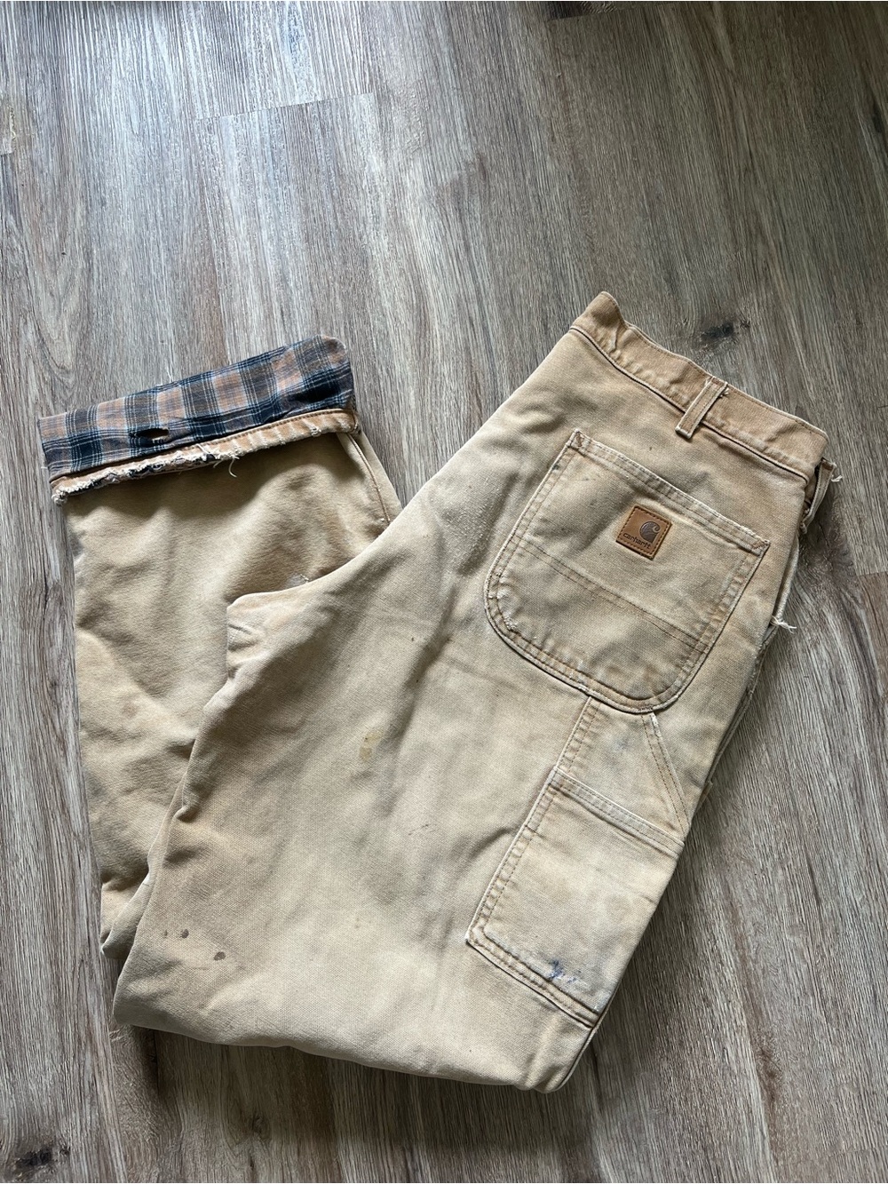 Vintage carhartt flannel lined duck canvas work pants 36x32